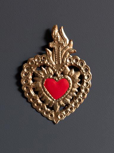 Sacred Heart Flaming in Gold Metal - Symbol of Love and Devotion 🔥