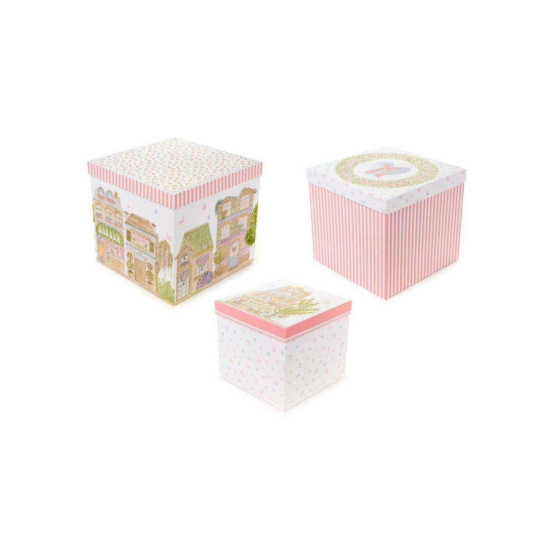 Set di 3 Scatole Quadrate in Carta – La Vie en Rose 🎀