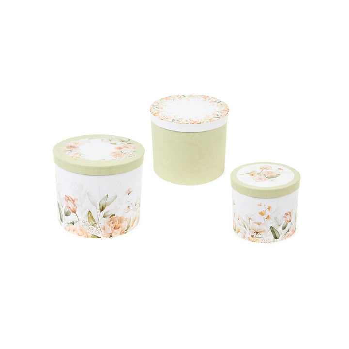 Set of 3 Round Decorative Boxes – Flower Garden Collection 🌸