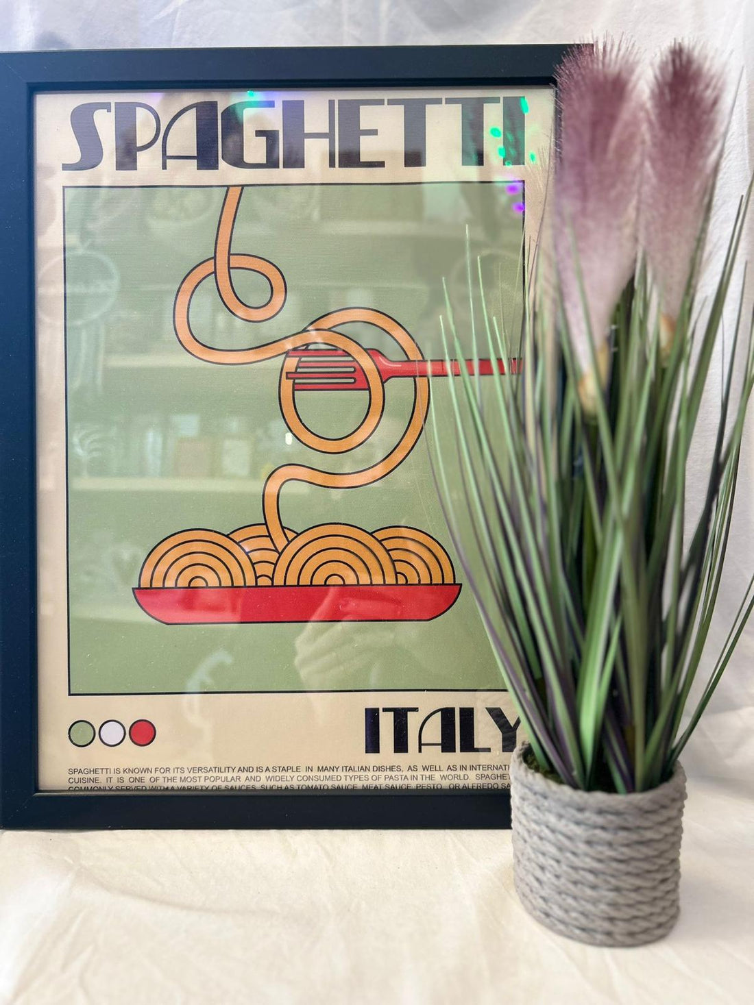 Pianta Decorativa Pampas in Vaso di Corda