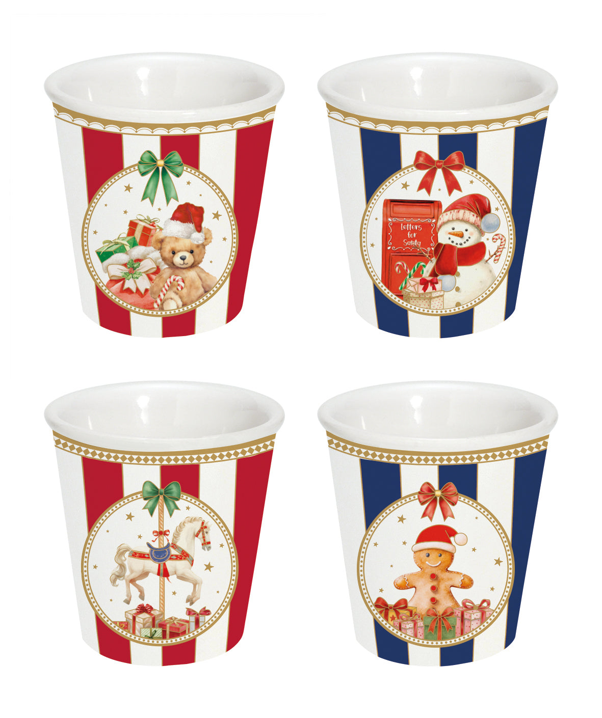 Set 4 Bicchierini da Caffè Natalizi con Confezione Regalo – Collezione Cozy Christmas