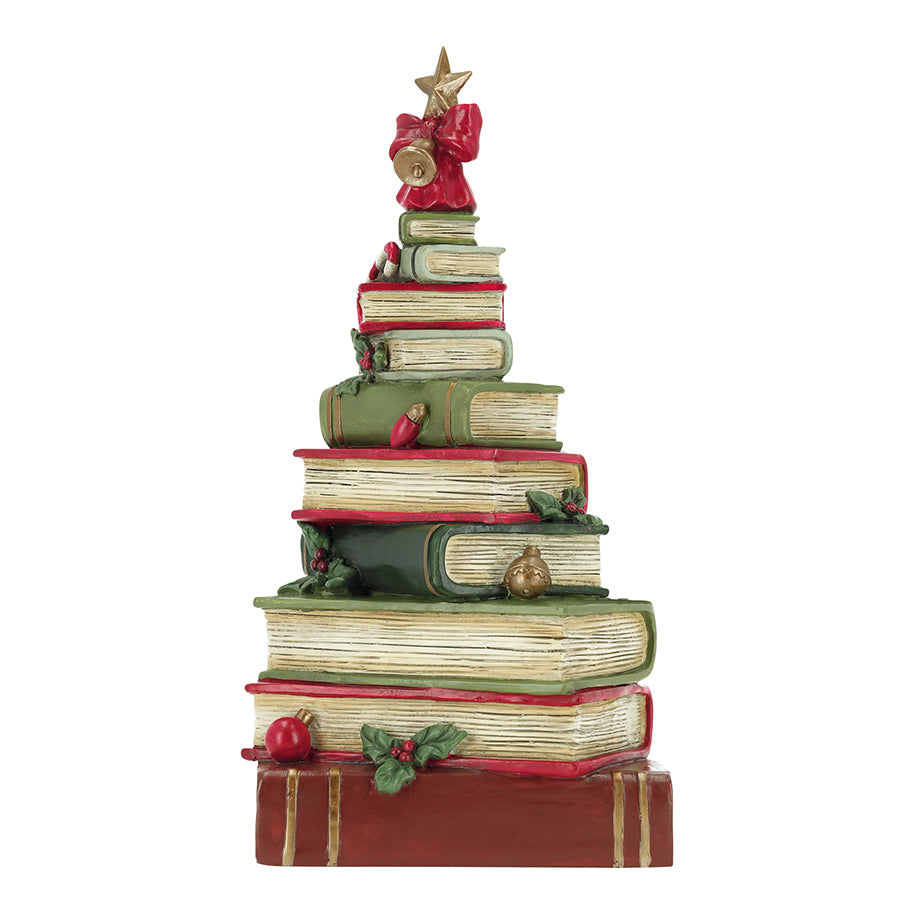 Albero di Natale Decorativo con Libri Impilati 33cm