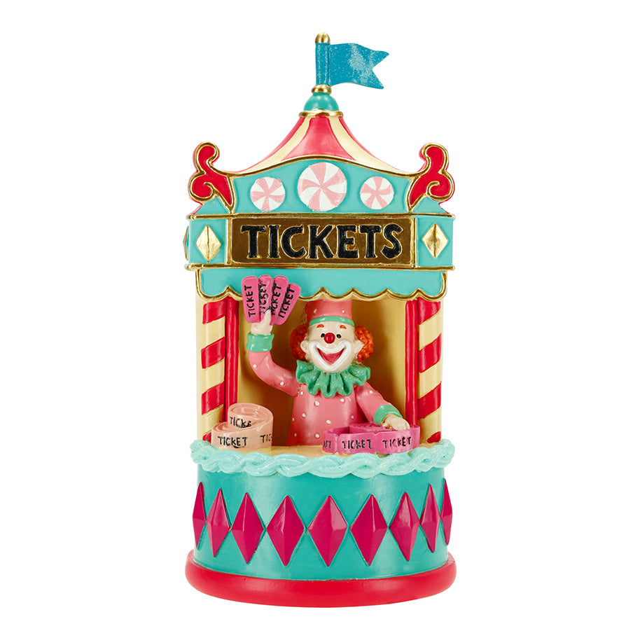 Biglietteria del Circo Natalizio con Clown – Decorazione Christmas Circus 15x15x30 h