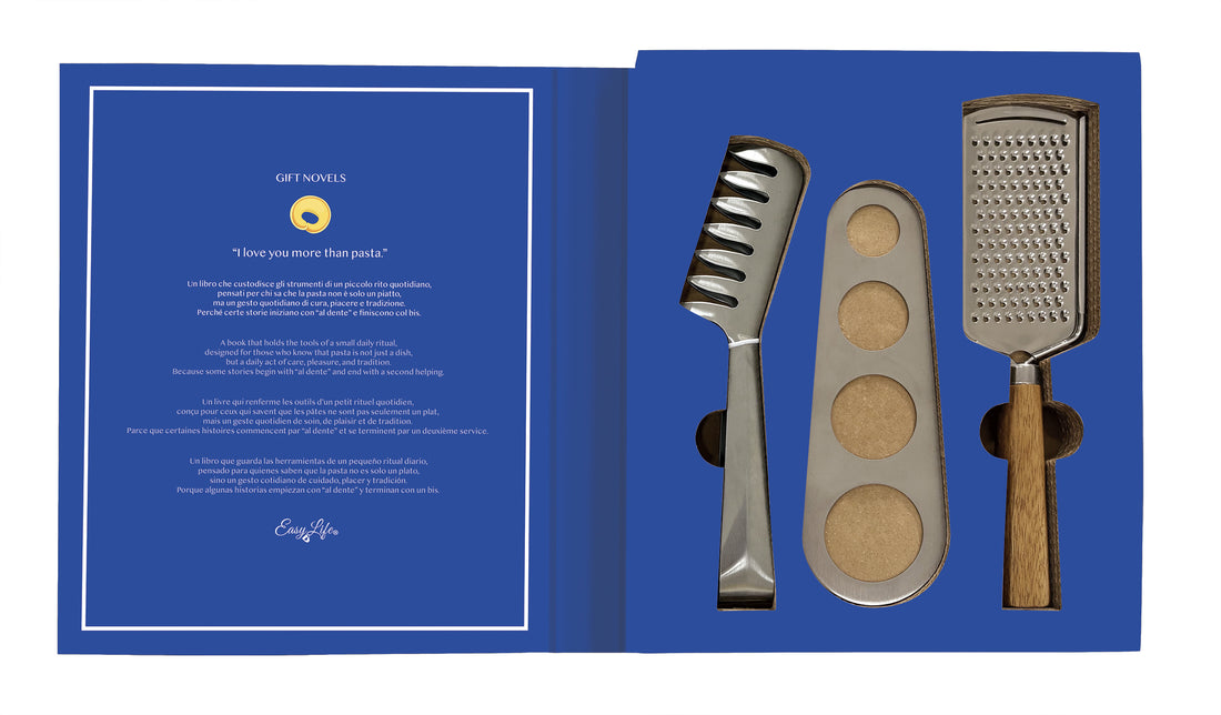 Box Regalo Set 3 Accessori per Pasta – I Love You More Than Pasta Gift Novels