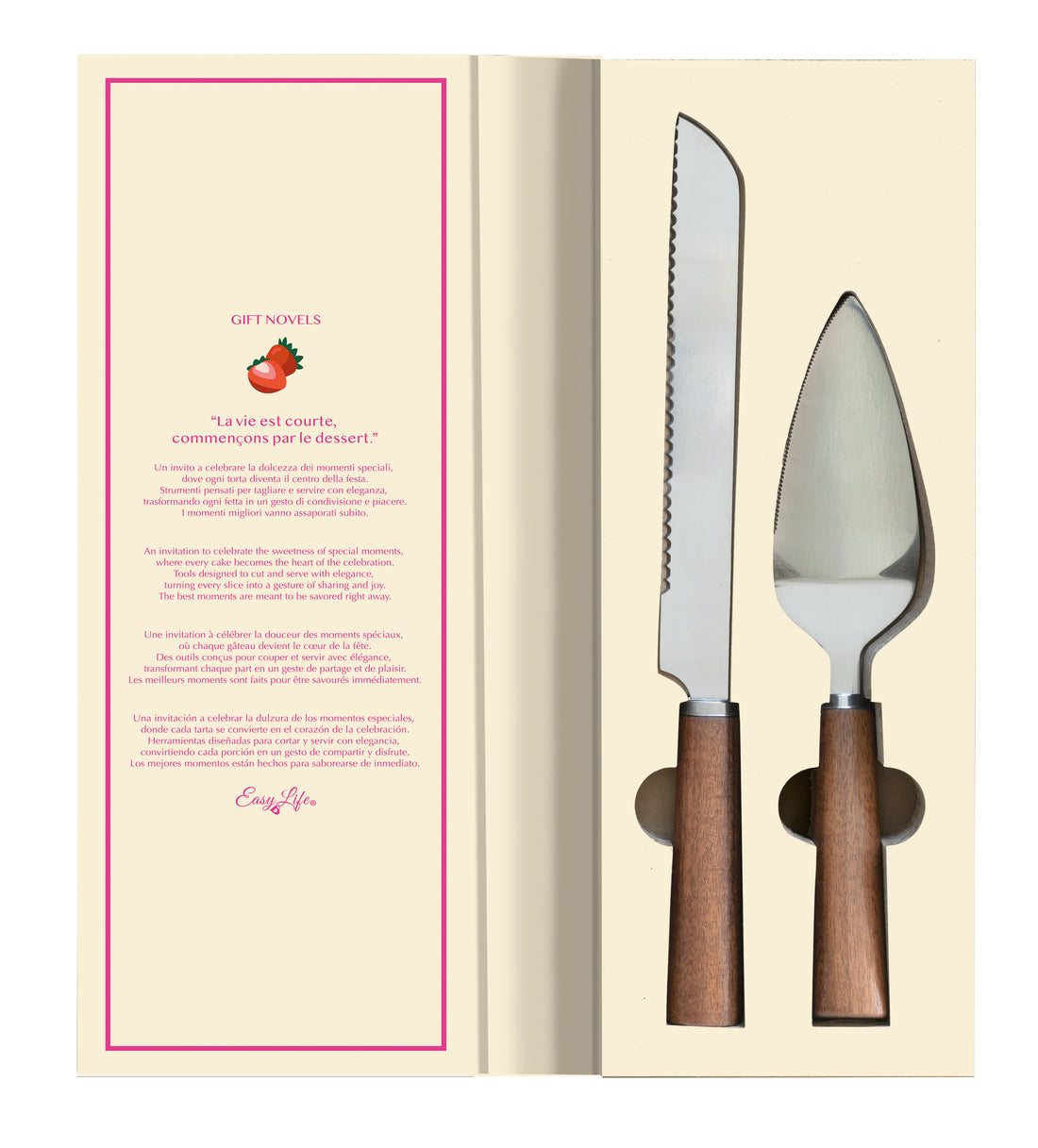Box Regalo Set 2 Accessori per Dolci e Torte – La Vie Est Courte, Commençons Par Le Dessert Gift Novels