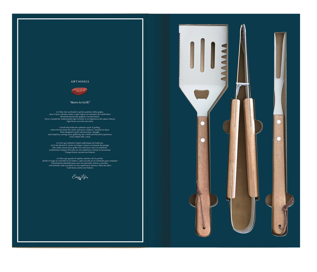 Box Regalo Set Barbecue con 3 Accessori – Born to Grill Gift Novels