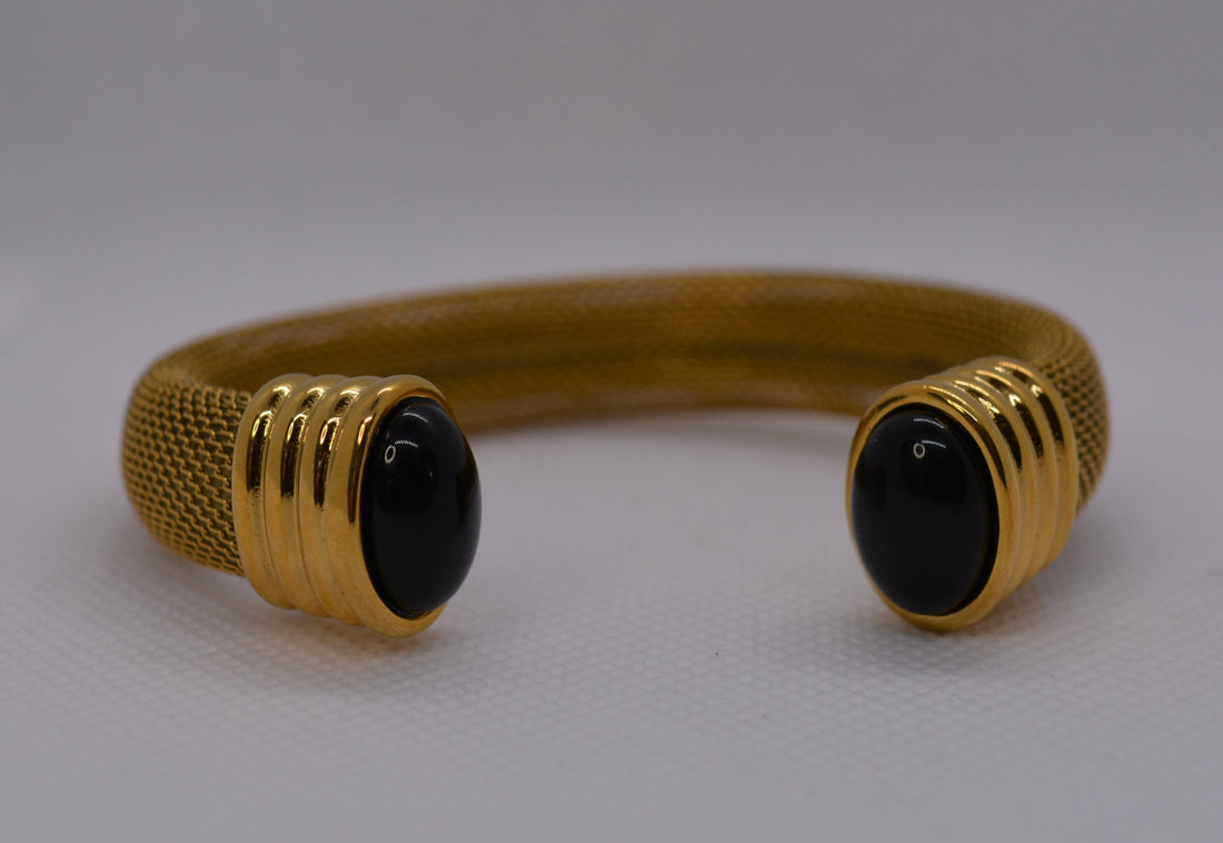 Bracciale rigido dorato maglia mesh