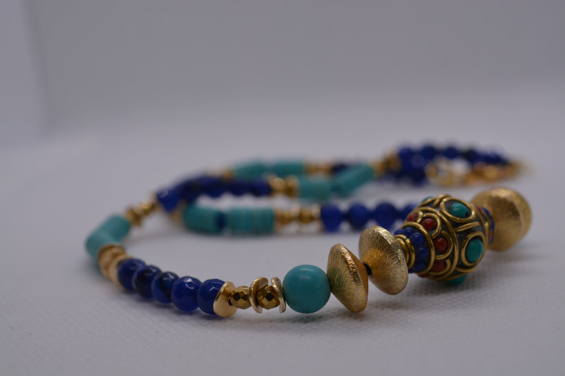 Collana con perle lapislazzuli
