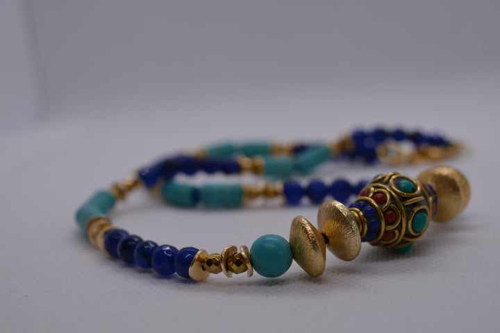 Collana con perle lapislazzuli