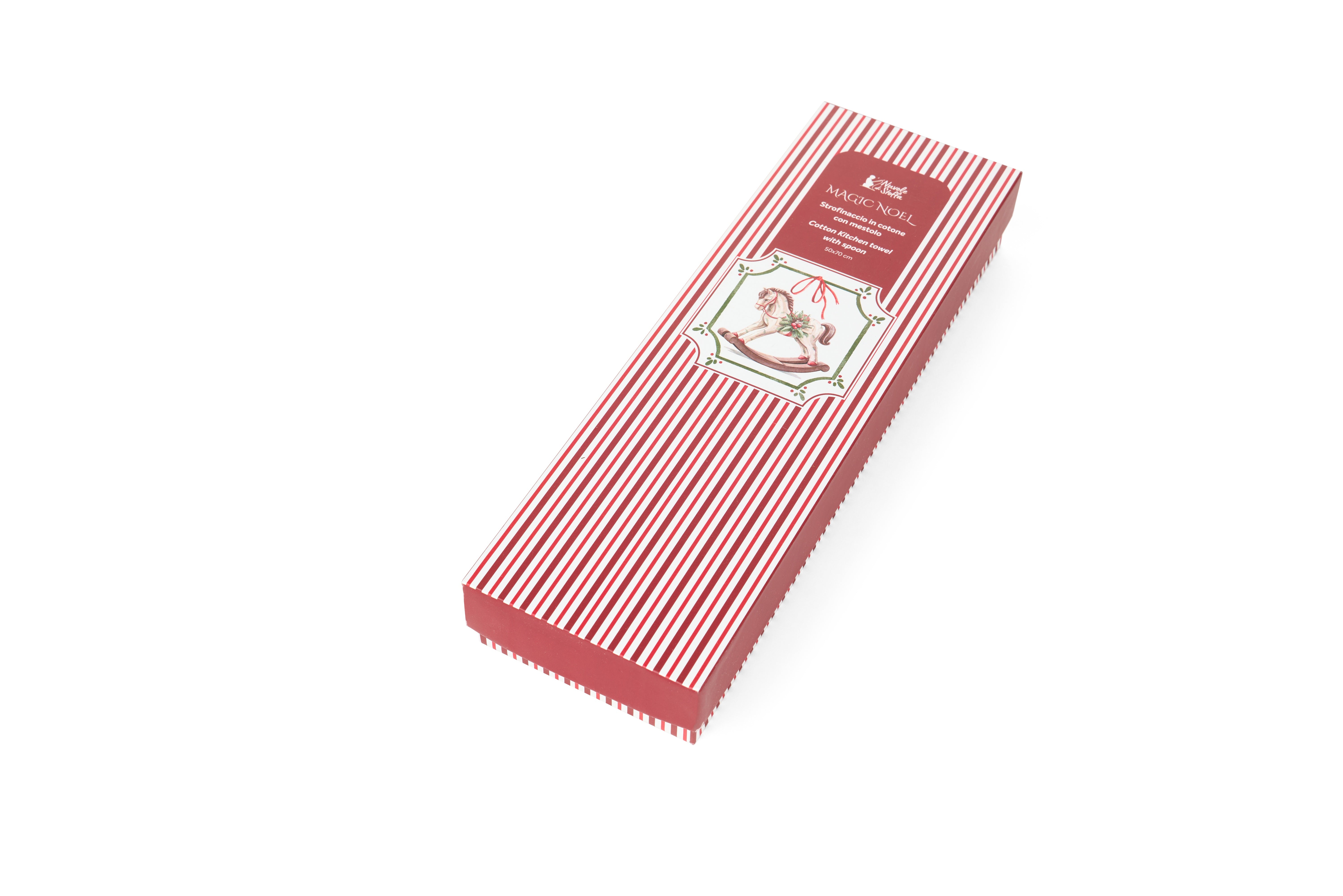 Set Natalizio Strofinaccio in Cotone con Mestolo in Legno – Magic Noel Cavallino a Dondolo