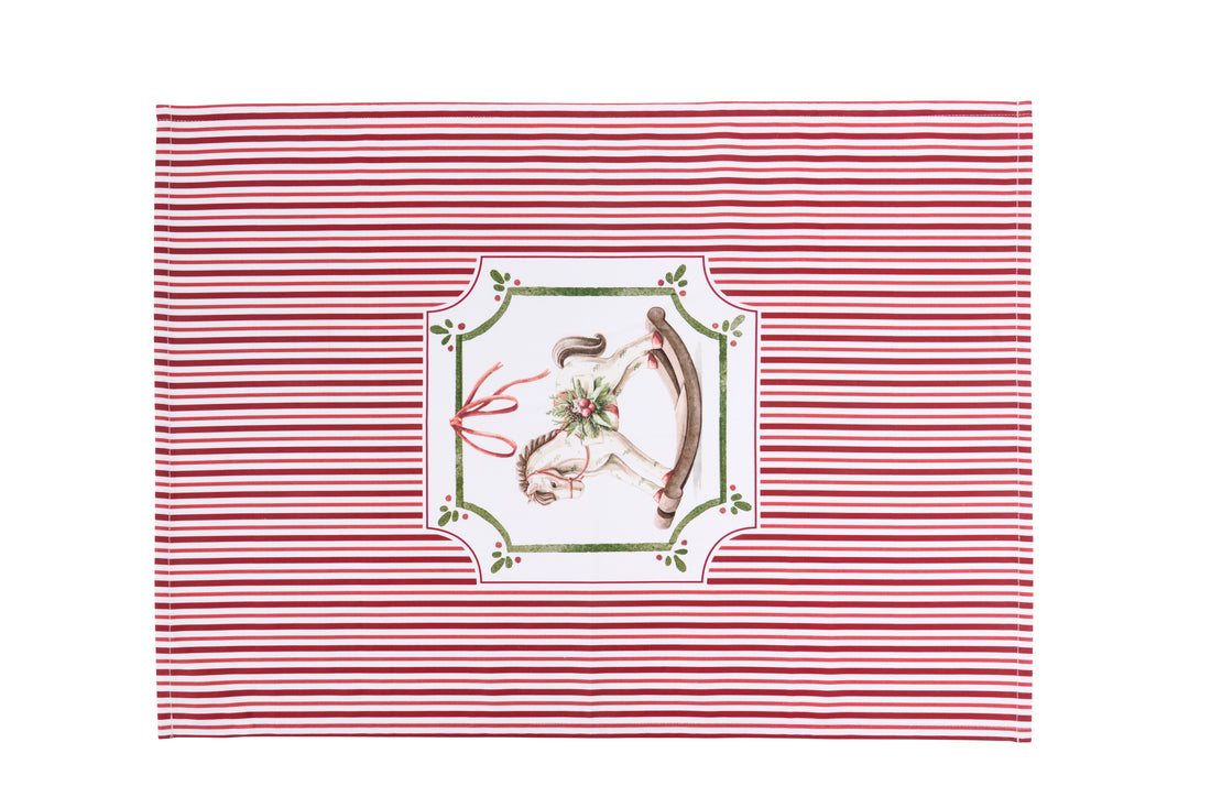 Set Natalizio Strofinaccio in Cotone con Mestolo in Legno – Magic Noel Cavallino a Dondolo