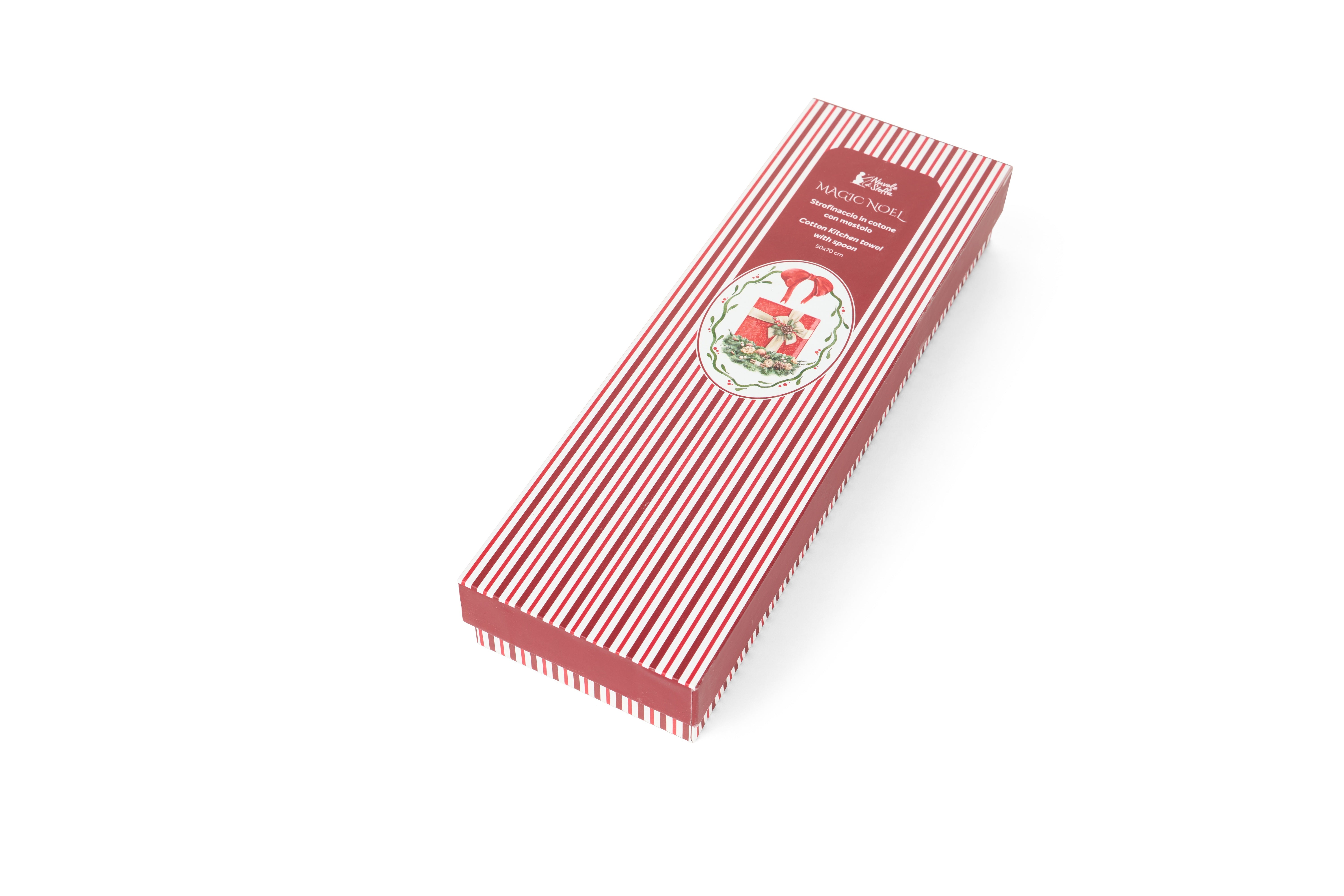 Set Natalizio Strofinaccio in Cotone con Mestolo in Legno – Magic Noel Pacco Regalo