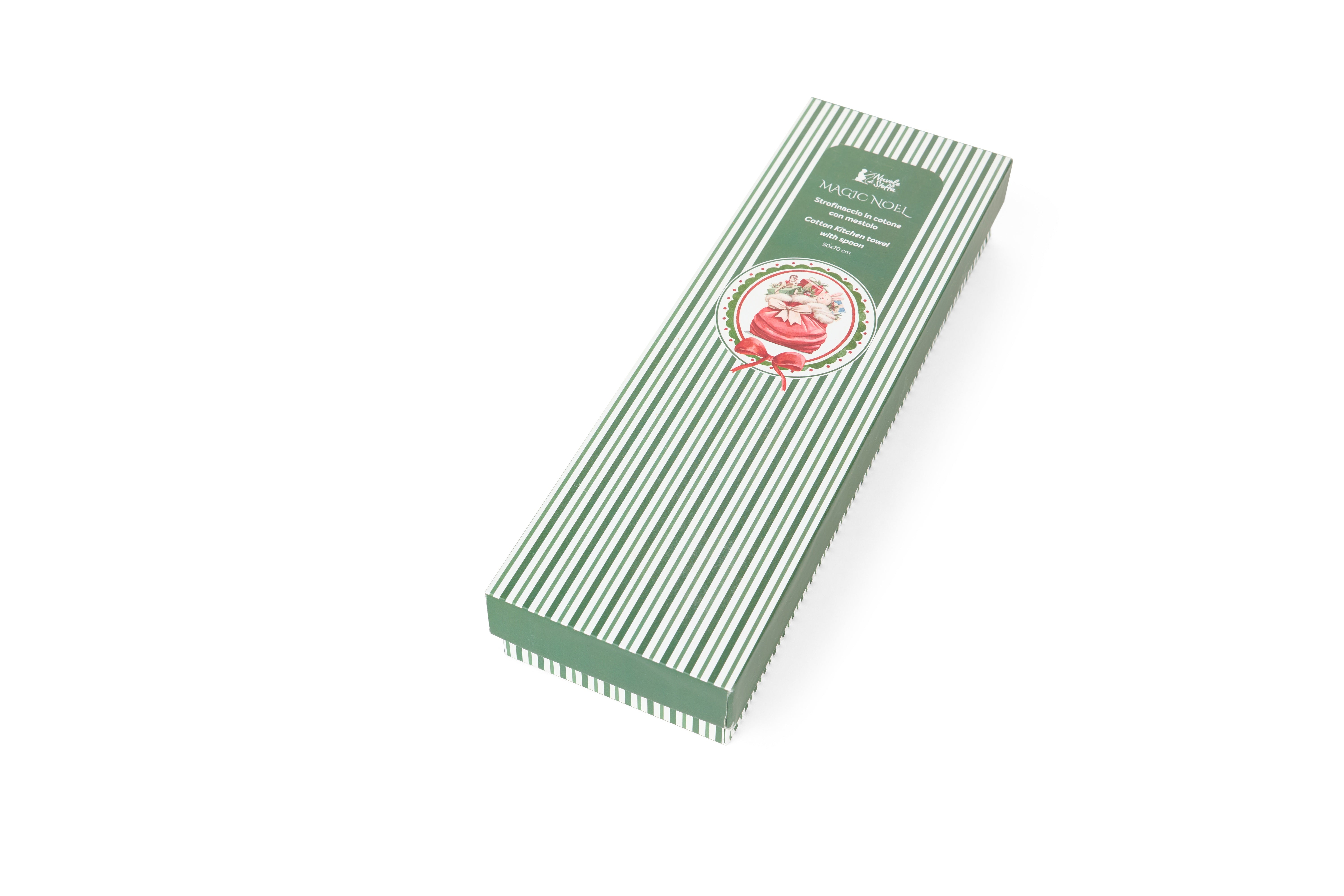Set Natalizio Strofinaccio in Cotone con Mestolo in Legno – Magic Noel Sacco di Babbo Natale