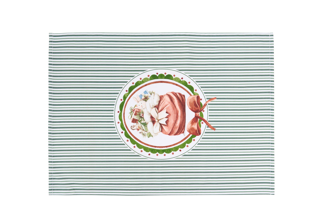 Set Natalizio Strofinaccio in Cotone con Mestolo in Legno – Magic Noel Sacco di Babbo Natale