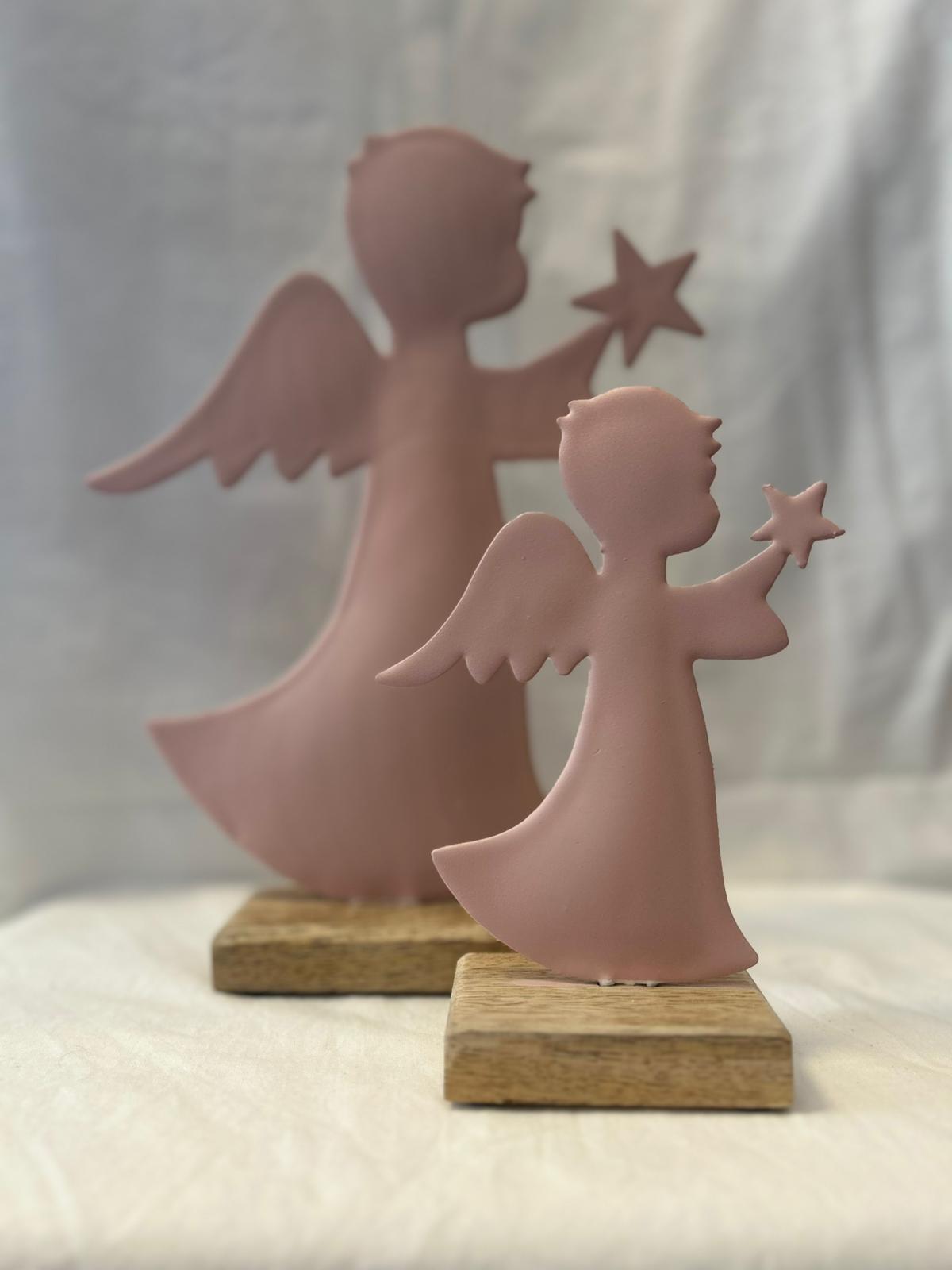 Coppia di Angeli Decorativi in Metallo e Legno – Eleganza e Armonia per la Tua Casa