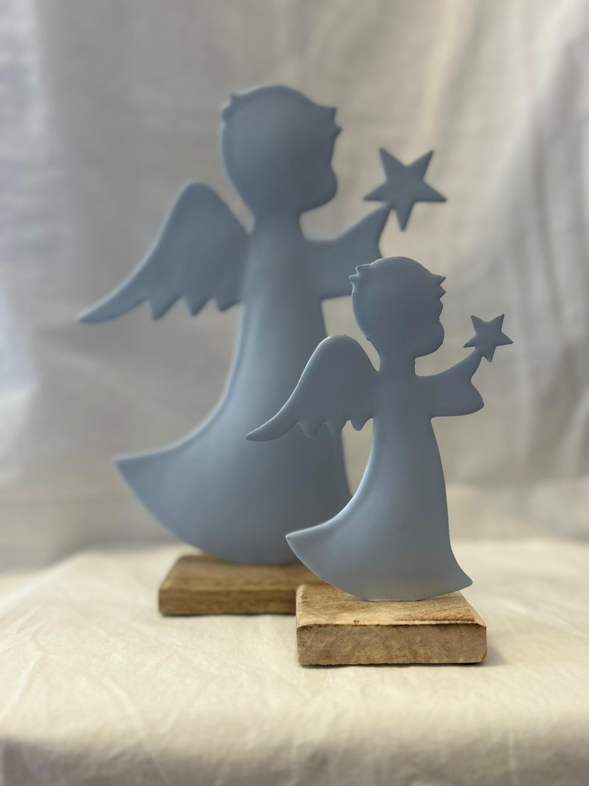 Coppia di Angeli Decorativi in Metallo e Legno – Eleganza e Armonia per la Tua Casa