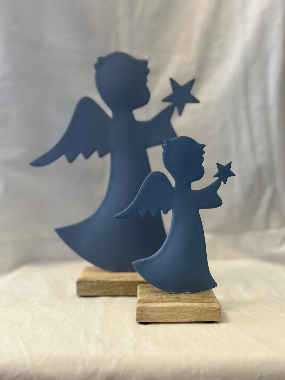 Coppia di Angeli Decorativi in Metallo e Legno – Eleganza e Armonia per la Tua Casa