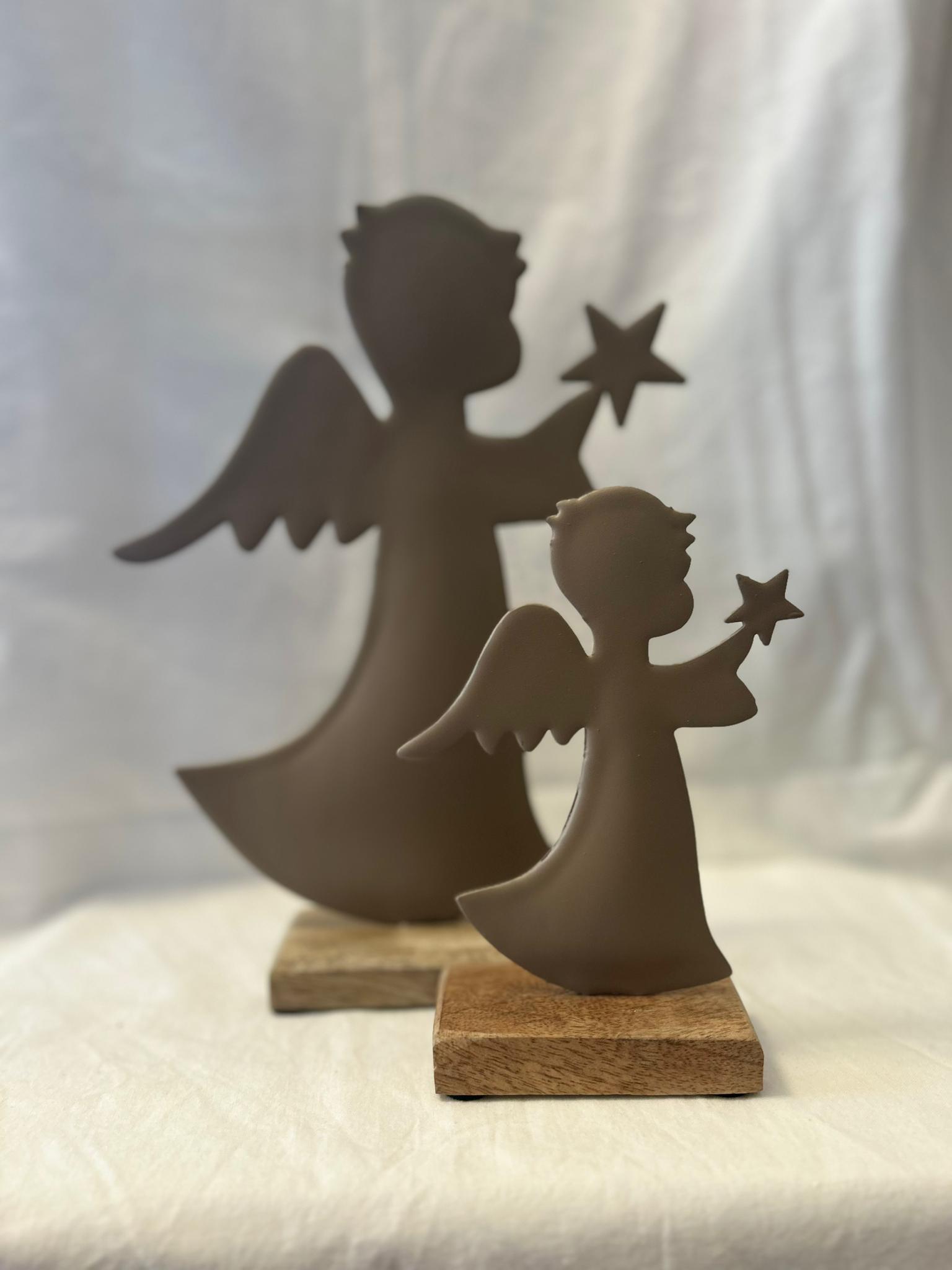 Coppia di Angeli Decorativi in Metallo e Legno – Eleganza e Armonia per la Tua Casa