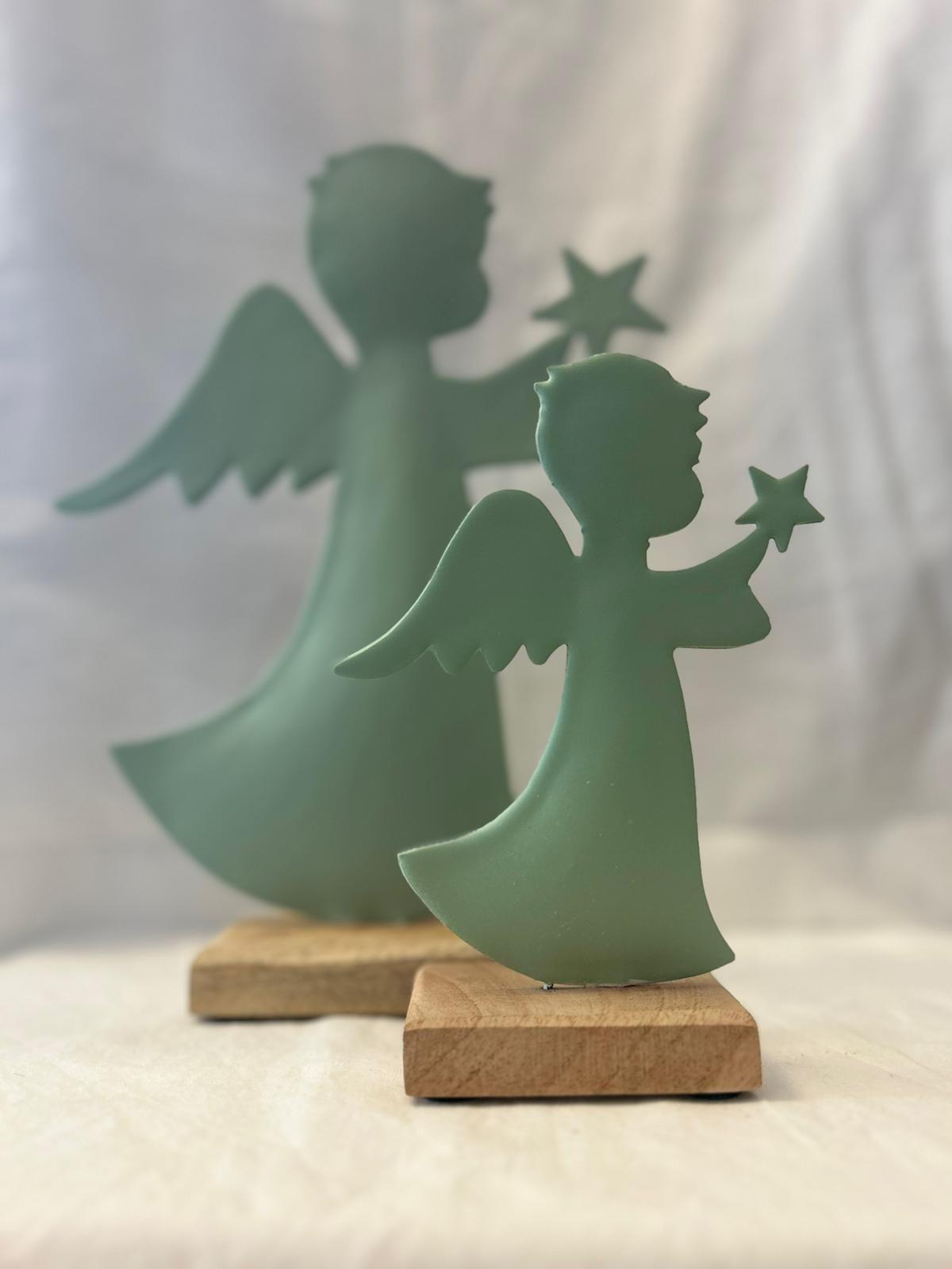 Coppia di Angeli Decorativi in Metallo e Legno – Eleganza e Armonia per la Tua Casa