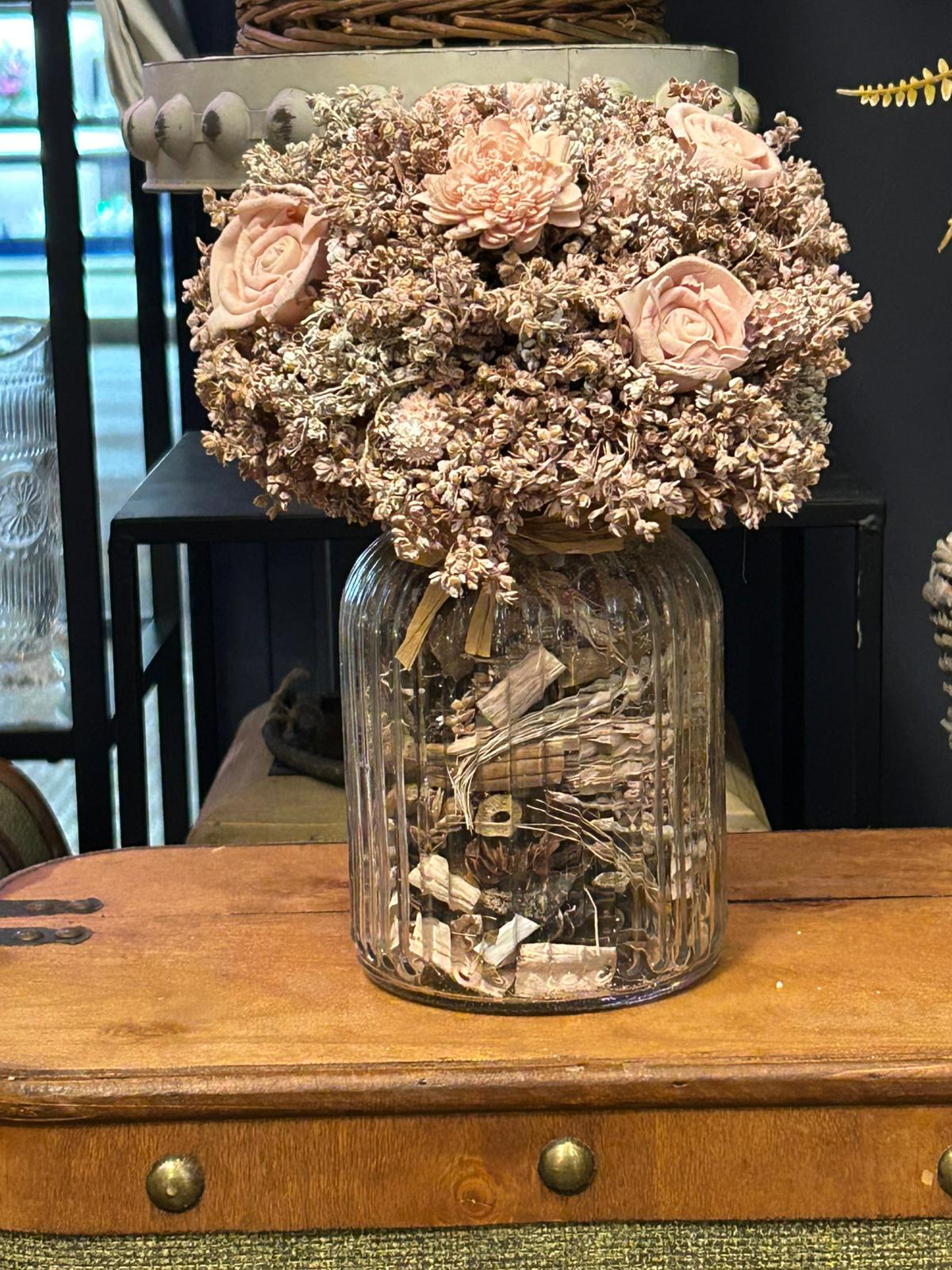 Vaso con Bouquet Rosa Antico – Eleganza Romantica per la Tua Casa 🌸