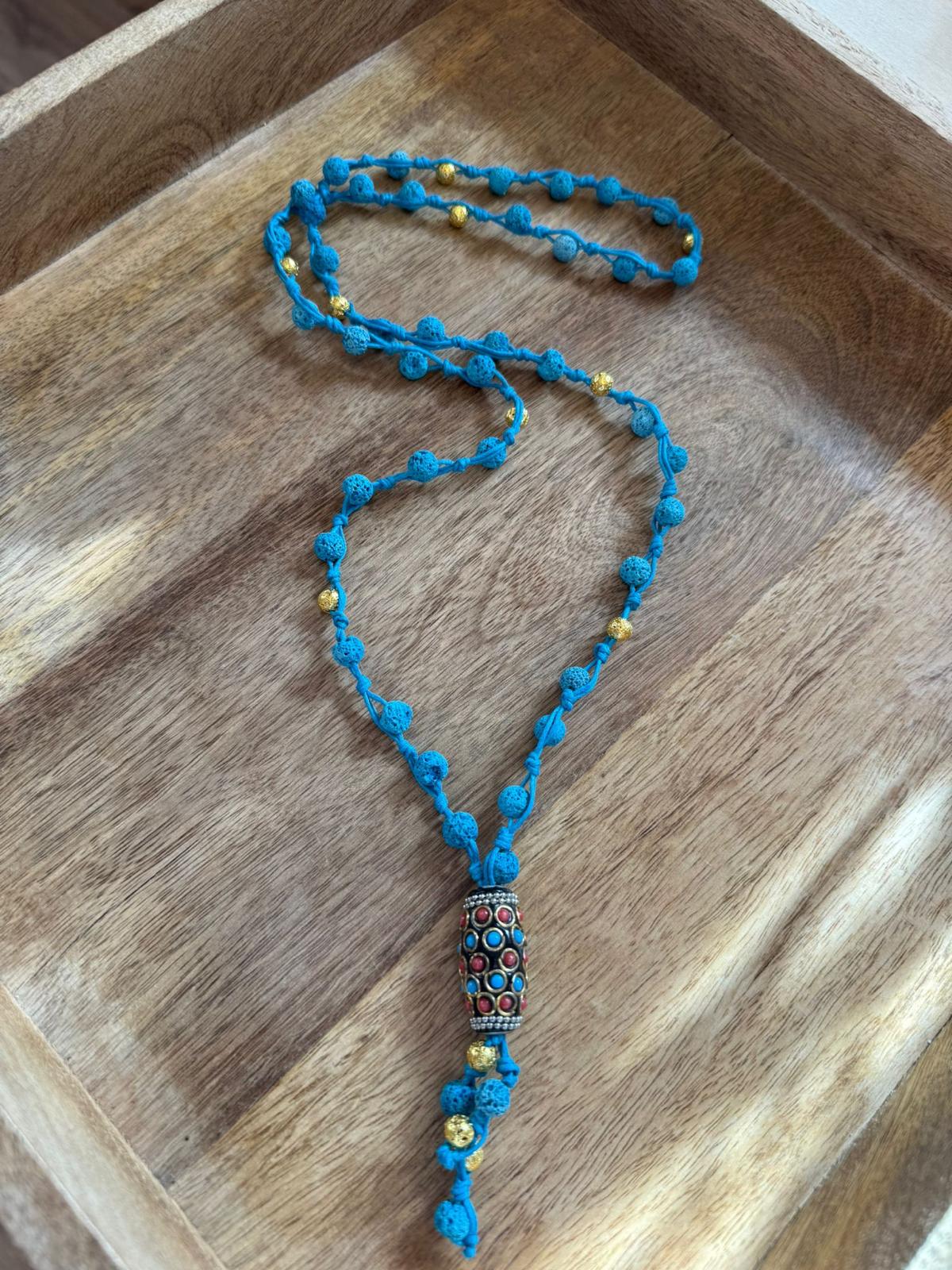 Collana Elephant in Pietra Lavica