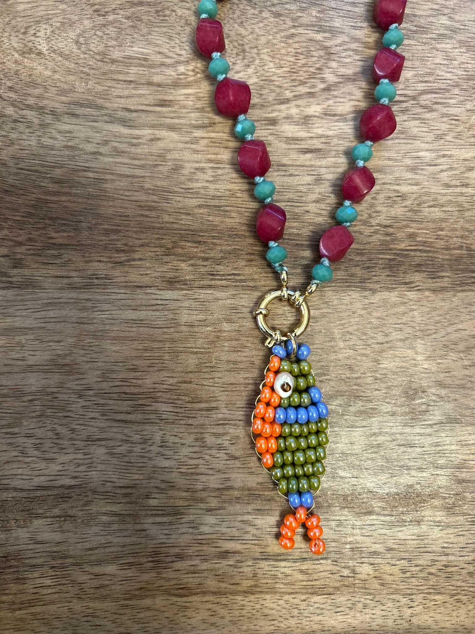 Collana Pesci d’Arte in Radice di Rubino e Cristallo