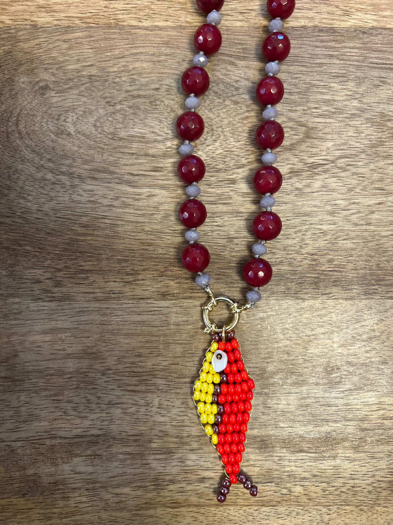 Collana Pesci d’Arte in Radice di Rubino e Cristallo