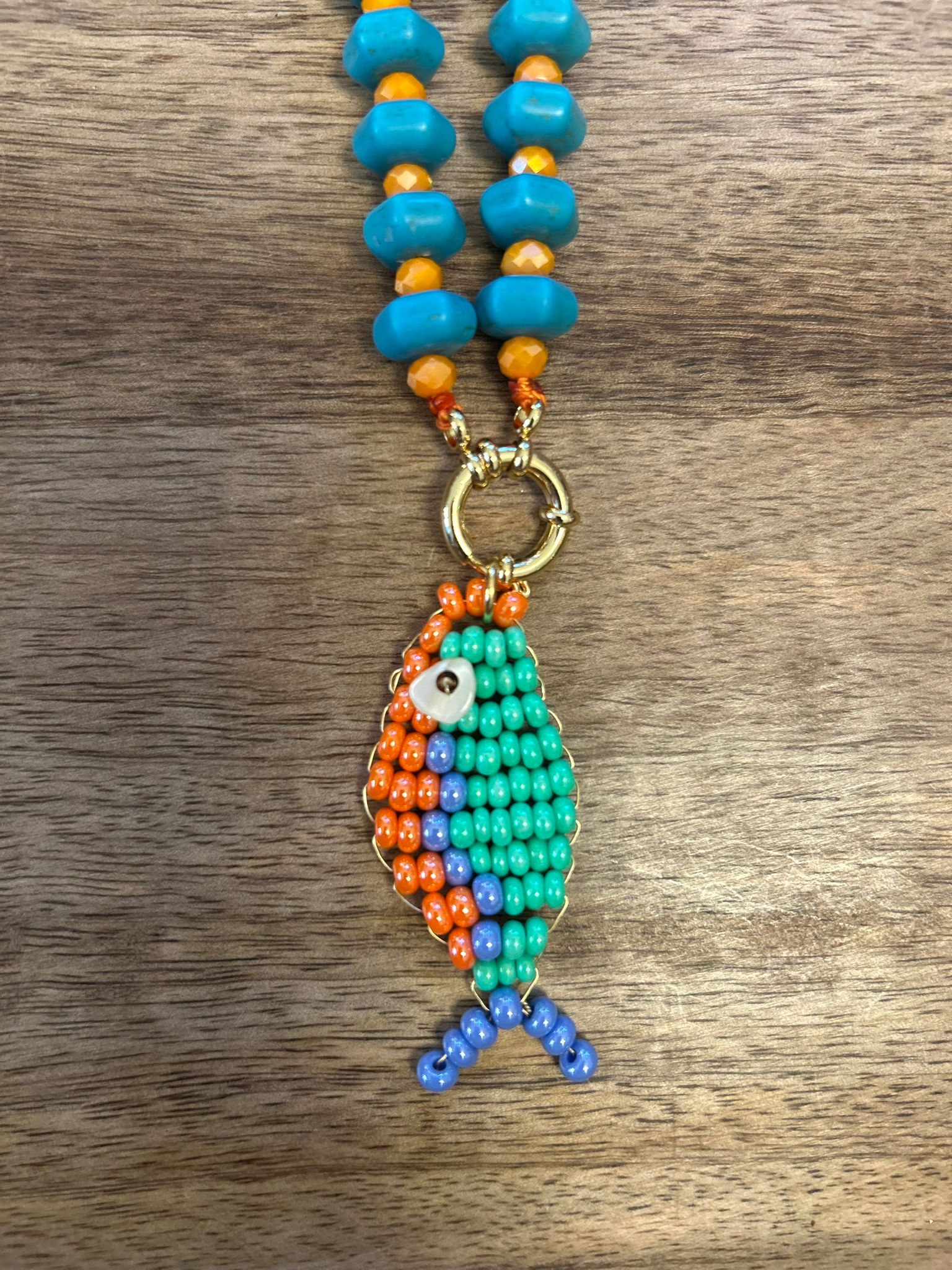 Collana Pesci d’Estate in Pasta Turchese e Cristallo