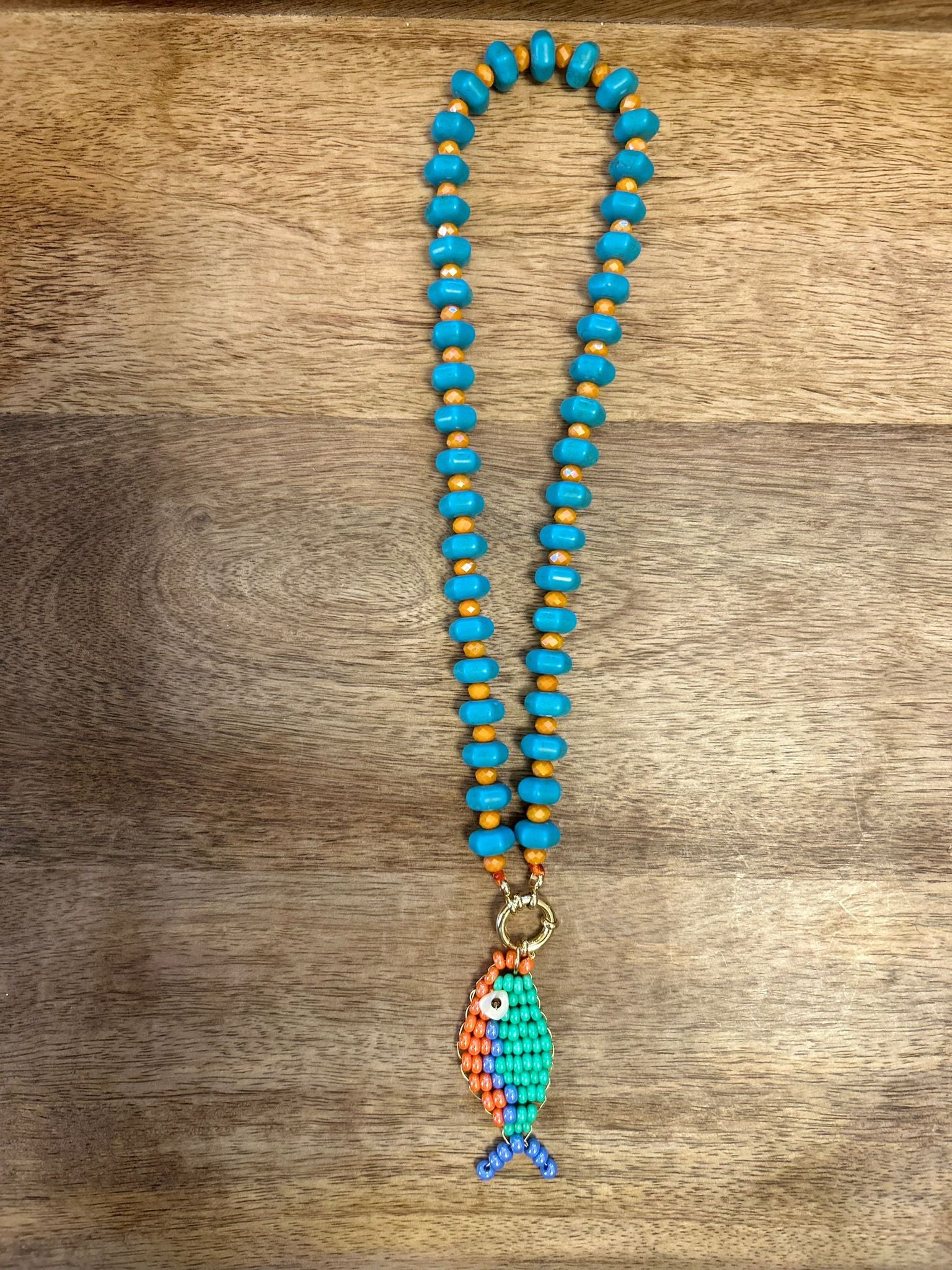Collana Pesci d’Estate in Pasta Turchese e Cristallo