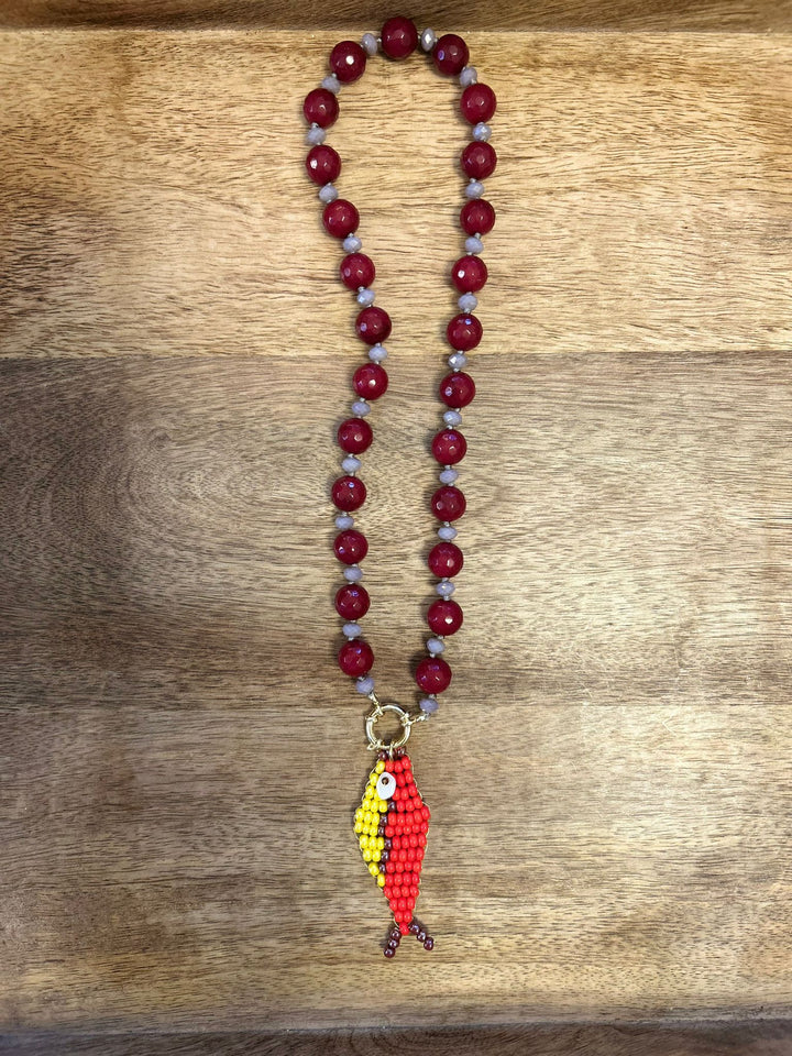 Collana Pesci d’Arte in Radice di Rubino e Cristallo