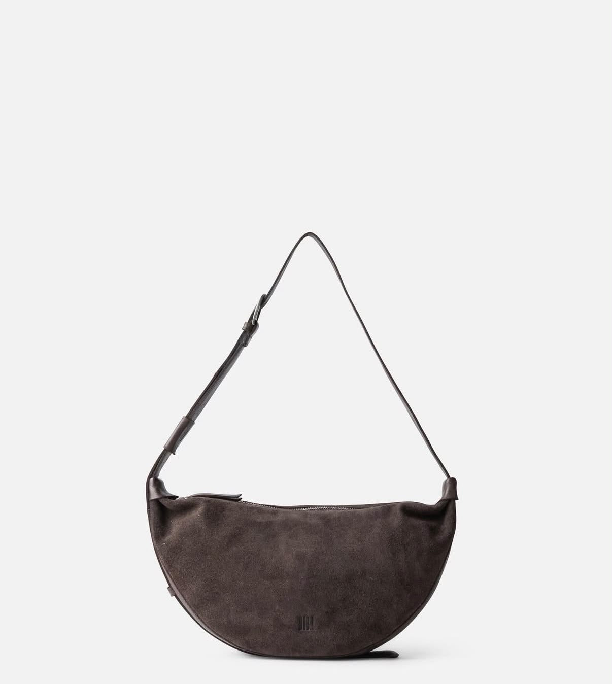 Borsa a Spalla Mezzaluna in Suede Marrone/Nocciola/Bordeaux/Verde