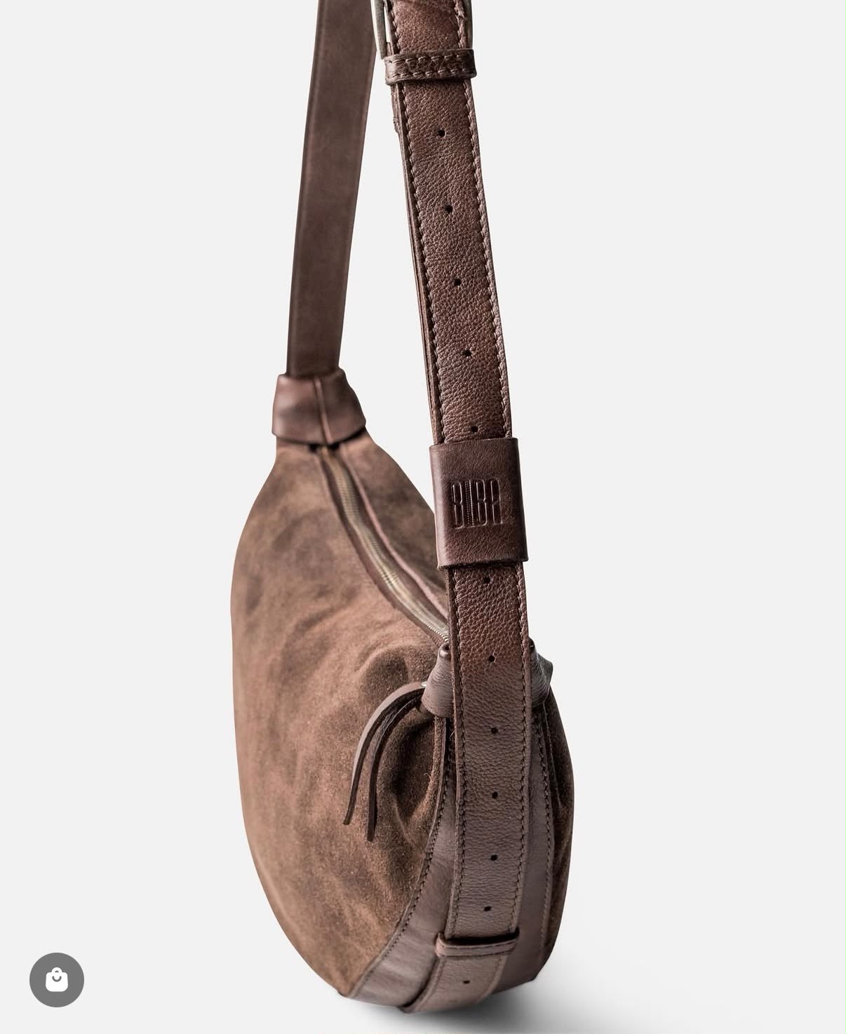 Borsa a Spalla Mezzaluna in Suede Marrone/Nocciola/Bordeaux/Verde