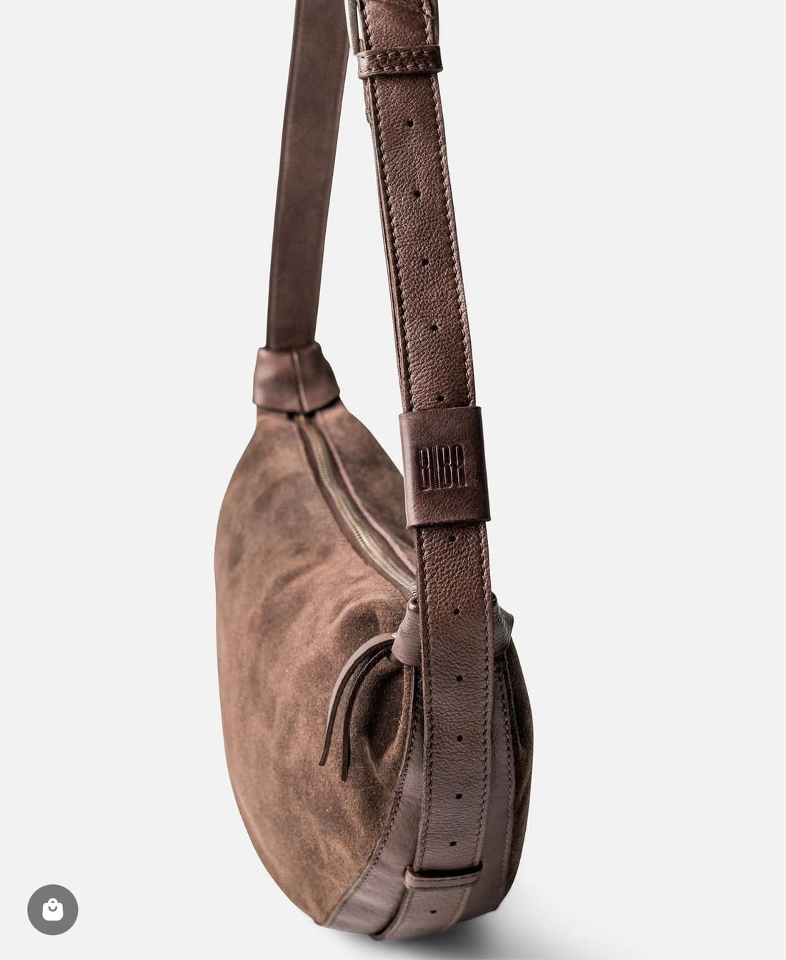 Borsa a Spalla Mezzaluna in Suede Marrone/Nocciola/Bordeaux/Verde
