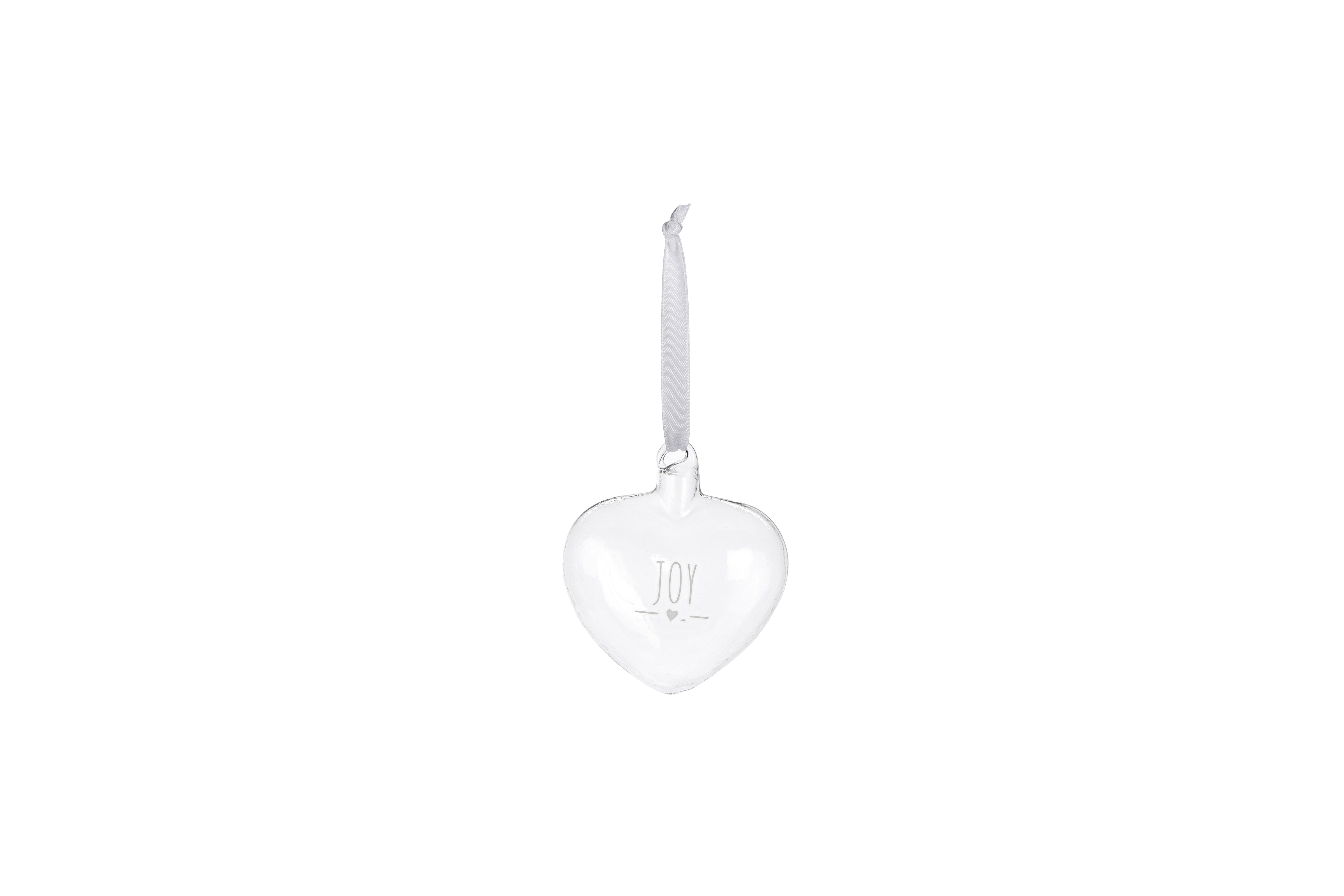 Cuore Natalizio Decorativo in Vetro Trasparente da Appendere 8x8 cm