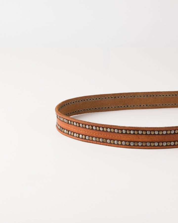 Cintura BIBA Stella in Pelle Cuoio con Borchie Metalliche